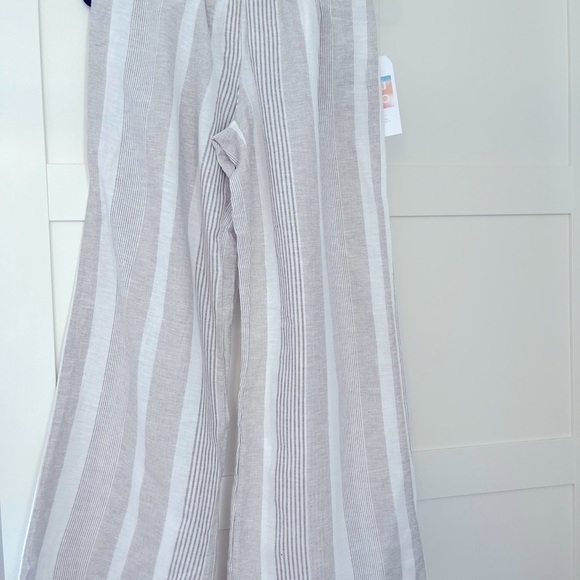 NWT Linen pants, white and tan, wide leg, cali 1850, size large - Picture 1 of 5